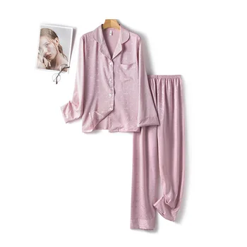 Autumn Winter New Leisure Two-piece Pajamas Rose Flower Printed Satin Pajamas Long Sleeve Home Suit Pink Cardigan Pajama Set
Autumn Winter New Leisure Two-piece Pajamas Rose Flower Printed Satin Pajamas Long Sleeve Home Suit Pink Cardigan Pajama Set