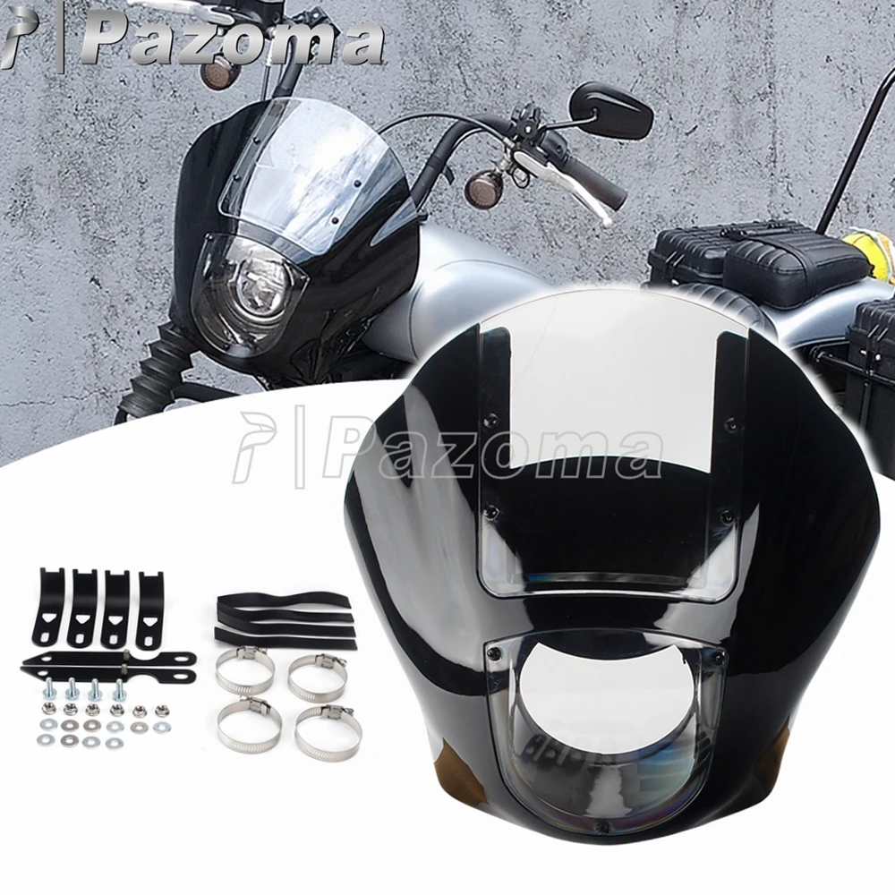 

Motorcycle 5.75" Headlight Quarter Fairing Windshield For Harley Dyna Sportster XL Softail FXBB FXLR FXST 35-49mm Forks 86-2021