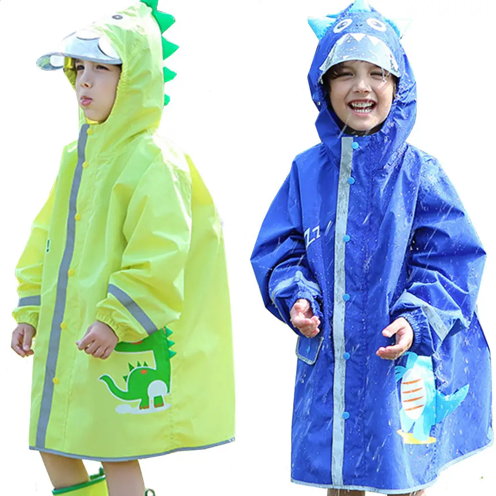 

Детский плащ-дождевик модные носки с динозаврами из мультфильма дети Водонепроницаемый плащ-дождевик с капюшоном для маленьких мальчиков и девочек, От 2 до 10 лет непромокаемая одежда