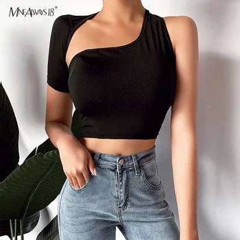 Mnealways18 2020 Irregular Crop Top Mujer One Shoulder Bodycon Halter Black Top Women Sexy Hollow Out Summer Tops Streetwear
Mnealways18 2020 Irregular Crop Top Mujer One Shoulder Bodycon Halter Black Top Women Sexy Hollow Out Summer Tops Streetwear