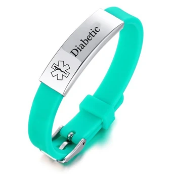 Green Silicone Medical Alert ID Bracelets Engraving EPILEPSY Type 1 Diabetes Stainless Steel Bracelet Adjustable Wristband
Green Silicone Medical Alert ID Bracelets Engraving EPILEPSY Type 1 Diabetes Stainless Steel Bracelet Adjustable Wristband