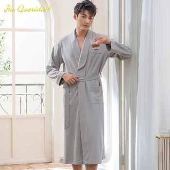 Mens Robes Long Cotton Mens Kimono Nightgown Solid Grey Minimalist Style Home Clothing 100% Cotton Brand Kimono Robe for Couple
Mens Robes Long Cotton Mens Kimono Nightgown Solid Grey Minimalist Style Home Clothing 100% Cotton Brand Kimono Robe for Couple