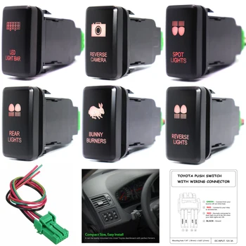 12V Fog Lights/Rear Lights/Bunny Burners PushButton Switch For Toyota Prado Landcruiser Hilux ON-OFF Switch with Wire,Red LED
12V Fog Lights/Rear Lights/Bunny Burners PushButton Switch For Toyota Prado Landcruiser Hilux ON-OFF Switch with Wire,Red LED