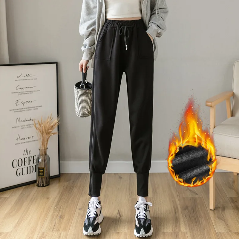 Side zipper casual sports pants women's Plush thickened students warm net red small feet health pants
Side zipper casual sports pants women's Plush thickened students warm net red small feet health pants