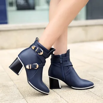 Women Boots Thick Heel Boots Ankle Boots Pointed Toe Spring Ladies Boots Female Zip Buckle Blue Red Shoes Large Size hjm7
Women Boots Thick Heel Boots Ankle Boots Pointed Toe Spring Ladies Boots Female Zip Buckle Blue Red Shoes Large Size hjm7