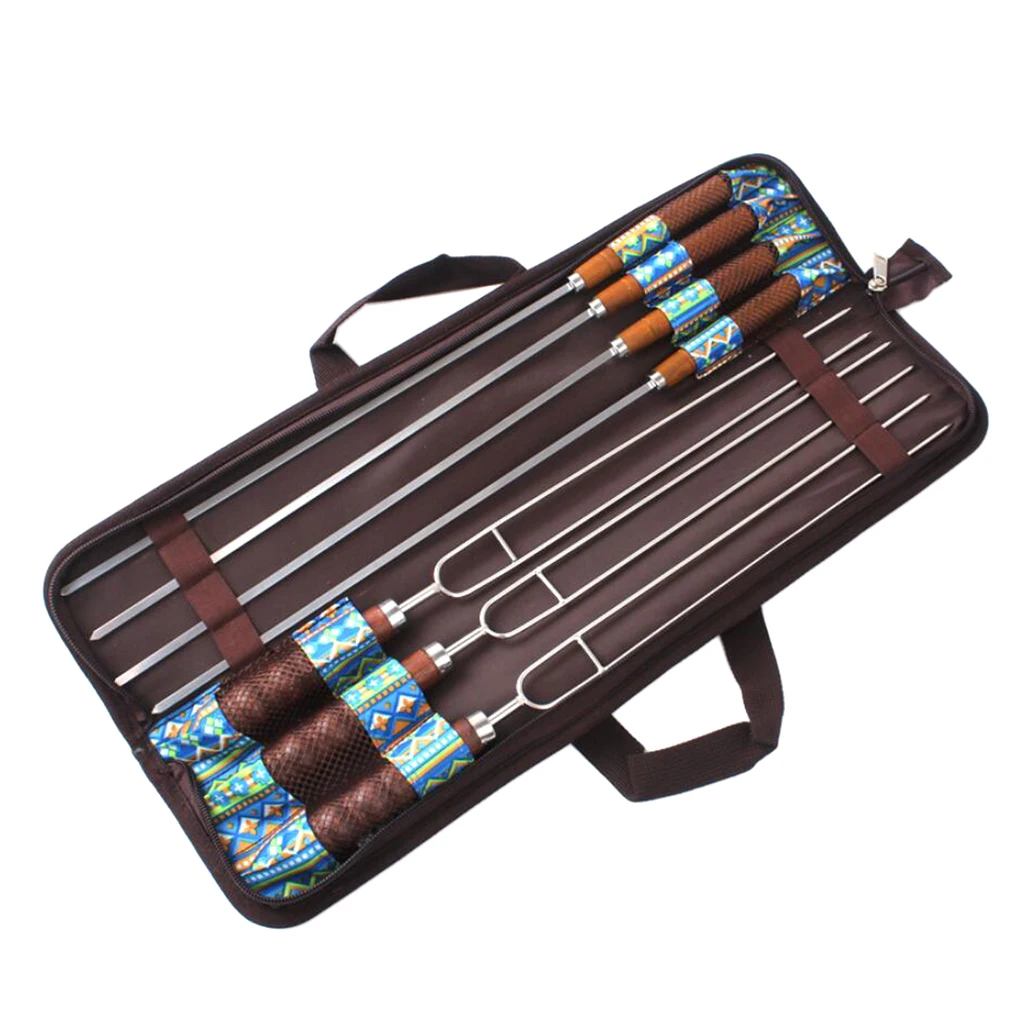 7-in-1 Stainless Steel Barbecue Skewer Traveling Tools BBQ Needles Sticks with Storage Bag Portable for Outdoor Camping Picnic 7-in-1 Stainless Steel Barbecue Skewer Traveling Tools BBQ Needles Sticks with Storage Bag Portable for Outdoor Camping Picnic