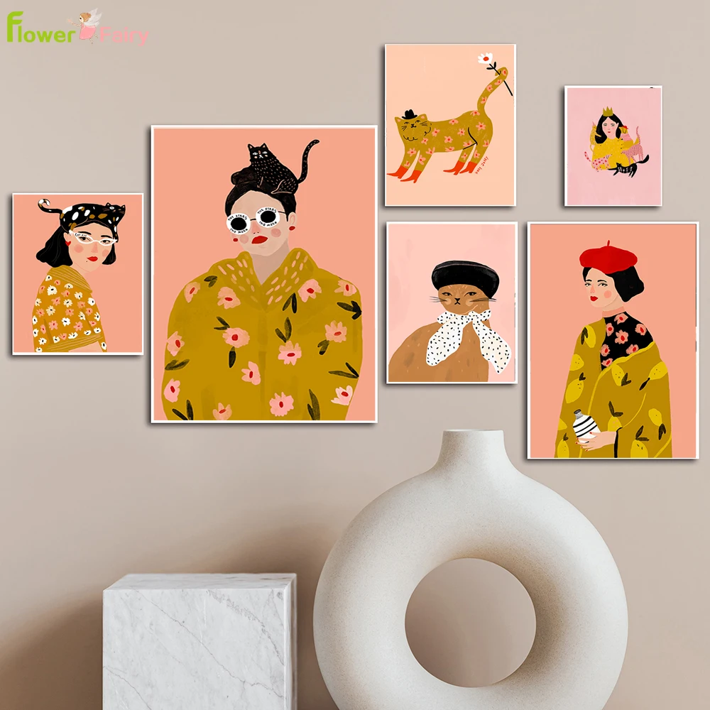 Vintage Flower Lazy Girl with Cat Wall Art Canvas Painting Nordic Poster Wall Pictures For Living Room Home Decor Unframed
Vintage Flower Lazy Girl with Cat Wall Art Canvas Painting Nordic Poster Wall Pictures For Living Room Home Decor Unframed