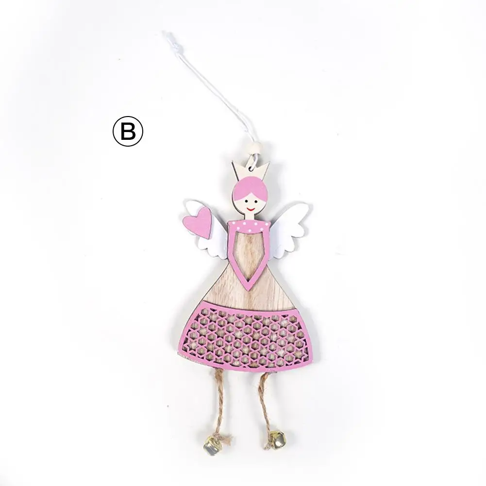 cute angel doll wooden crafts pendant christmas tree ornaments