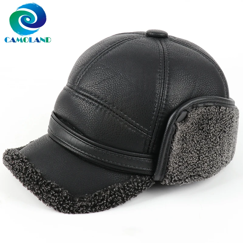 CAMOLAND High Quality PU Leather Baseball Cap Winter Men Warm Earflap Dad HatFaux Fur Russia Bomber Hat Ear Protection Snow Caps
CAMOLAND High Quality PU Leather Baseball Cap Winter Men Warm Earflap Dad HatFaux Fur Russia Bomber Hat Ear Protection Snow Caps