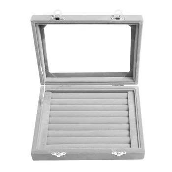 Earring Storage Case 7 Slots Ring Velvet Display Case Box Ring Organizer Jewelry Tray Showcase Clear Glass Lid-gray #R10
Earring Storage Case 7 Slots Ring Velvet Display Case Box Ring Organizer Jewelry Tray Showcase Clear Glass Lid-gray #R10