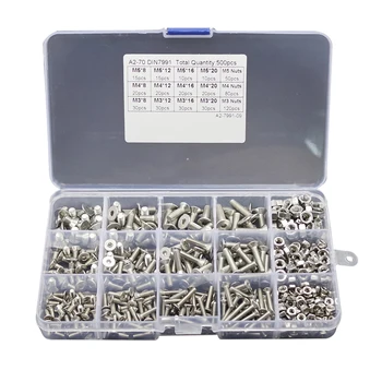500pcs Cross Recessed Phillips Hex Head Screw Nut Set Kit M4 M5 M6 Stainless Steel Three Combination Thread Screw Box
500pcs Cross Recessed Phillips Hex Head Screw Nut Set Kit M4 M5 M6 Stainless Steel Three Combination Thread Screw Box