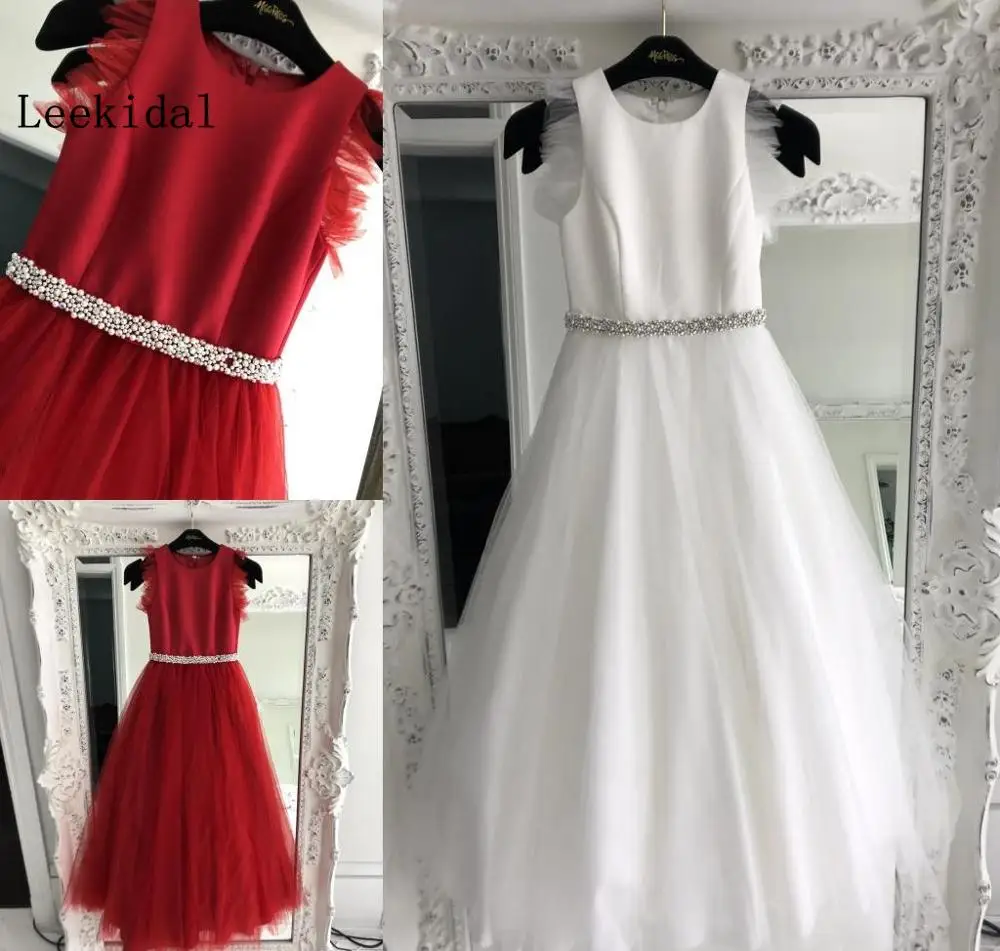 Cute Flower Girls Dresses A-Line Crew Neck Tulle Sweep Train Dark Red Girl Celebrity A Line Dresses Custom
Cute Flower Girls Dresses A-Line Crew Neck Tulle Sweep Train Dark Red Girl Celebrity A Line Dresses Custom