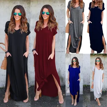 women dress popular plus size women's loose slit pocket long dress to the ankle length Open fork women dress
women dress popular plus size women's loose slit pocket long dress to the ankle length Open fork women dress