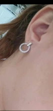 LByzHan-pendientes de tuerca redondos geométricos para mujer, de Plata de Ley 925, con diamantes de imitación de cristal, joyería bonita