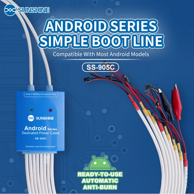 SS-905C Android One Button Boot Control line for Huawei Xiaomi Samsung Meizu OnePlus OPPO Anti-Burn Test Cable Power Supply Line
SS-905C Android One Button Boot Control line for Huawei Xiaomi Samsung Meizu OnePlus OPPO Anti-Burn Test Cable Power Supply Line