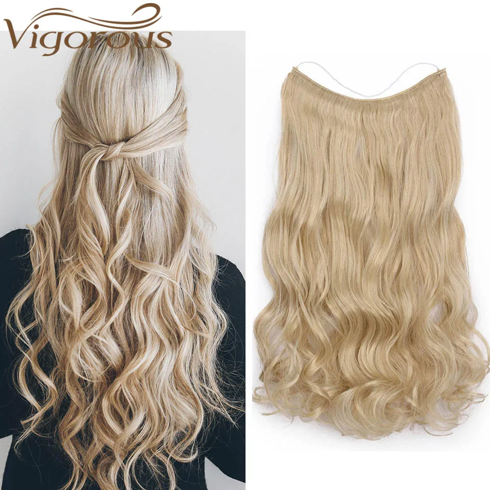 Vigorous Invisible Wire No Clip Hairpiece 22Inches Long Wavy Women's Fish Line Synthetic Hair Blond Black Heat Resistance
Vigorous Invisible Wire No Clip Hairpiece 22Inches Long Wavy Women's Fish Line Synthetic Hair Blond Black Heat Resistance