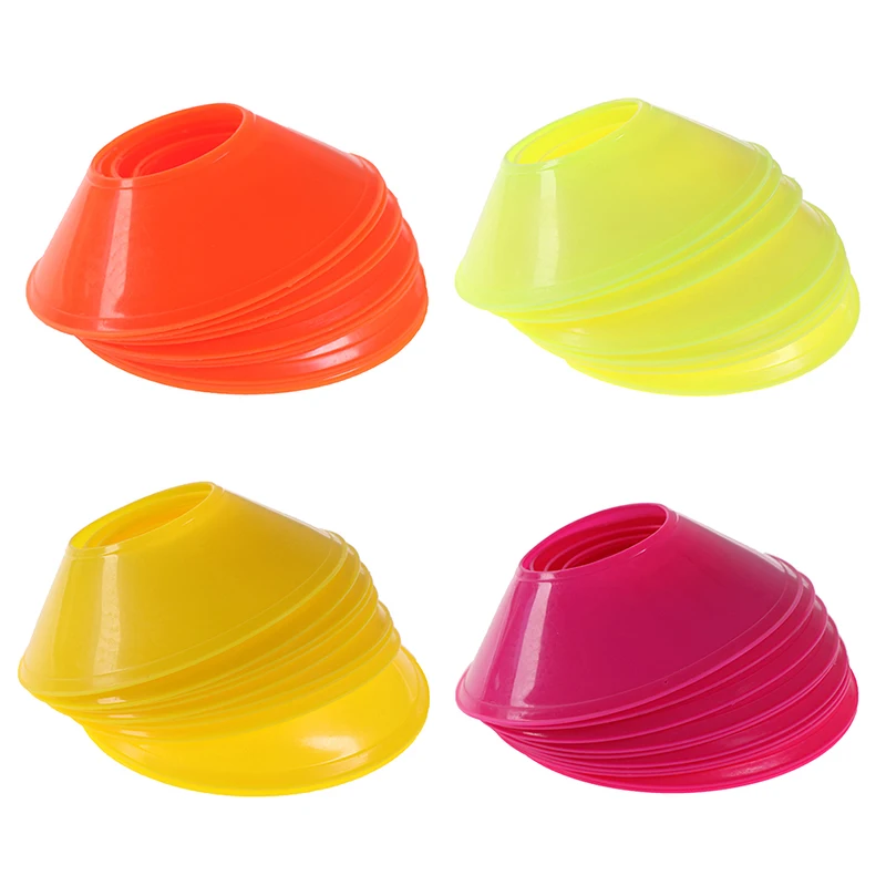 

10Pcs Soccer Training Sign Dish Pressure Resistant Cones Marker Discs Marker Bucket PVC Sports Accessories