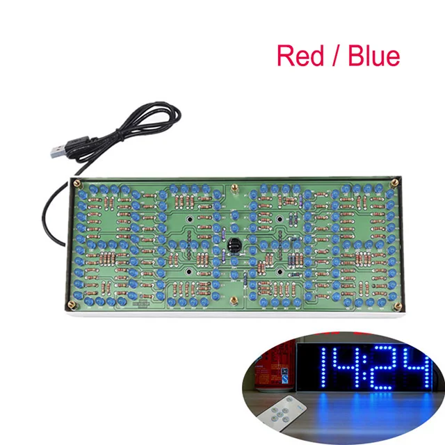 A7-- ECL-132 DIY Kit Blue/Red Clock Screen Display Kits Electronic Suite With Patch Remote Control 132pcs 5mm LEDs Display Clock
A7-- ECL-132 DIY Kit Blue/Red Clock Screen Display Kits Electronic Suite With Patch Remote Control 132pcs 5mm LEDs Display Clock