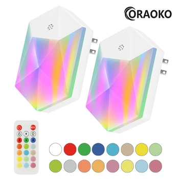 RGB remote control night light 16 color dimming lights bedroom cabinet corridor atmosphere lights LED night light US / EU plug 
RGB remote control night light 16 color dimming lights bedroom cabinet corridor atmosphere lights LED night light US / EU plug