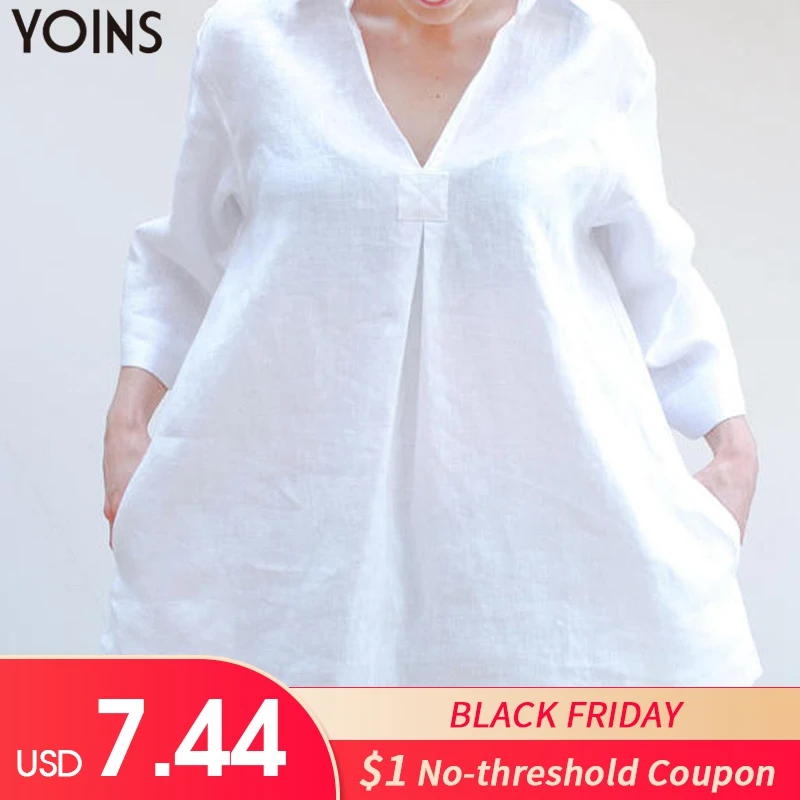 YOINS Tops 2019 Autumn Solid Shirts Women Blouses Casual Loose V Neck Nine Quarter Sleeve Blusas Femininas Plus Size S-5XL
YOINS Tops 2019 Autumn Solid Shirts Women Blouses Casual Loose V Neck Nine Quarter Sleeve Blusas Femininas Plus Size S-5XL
