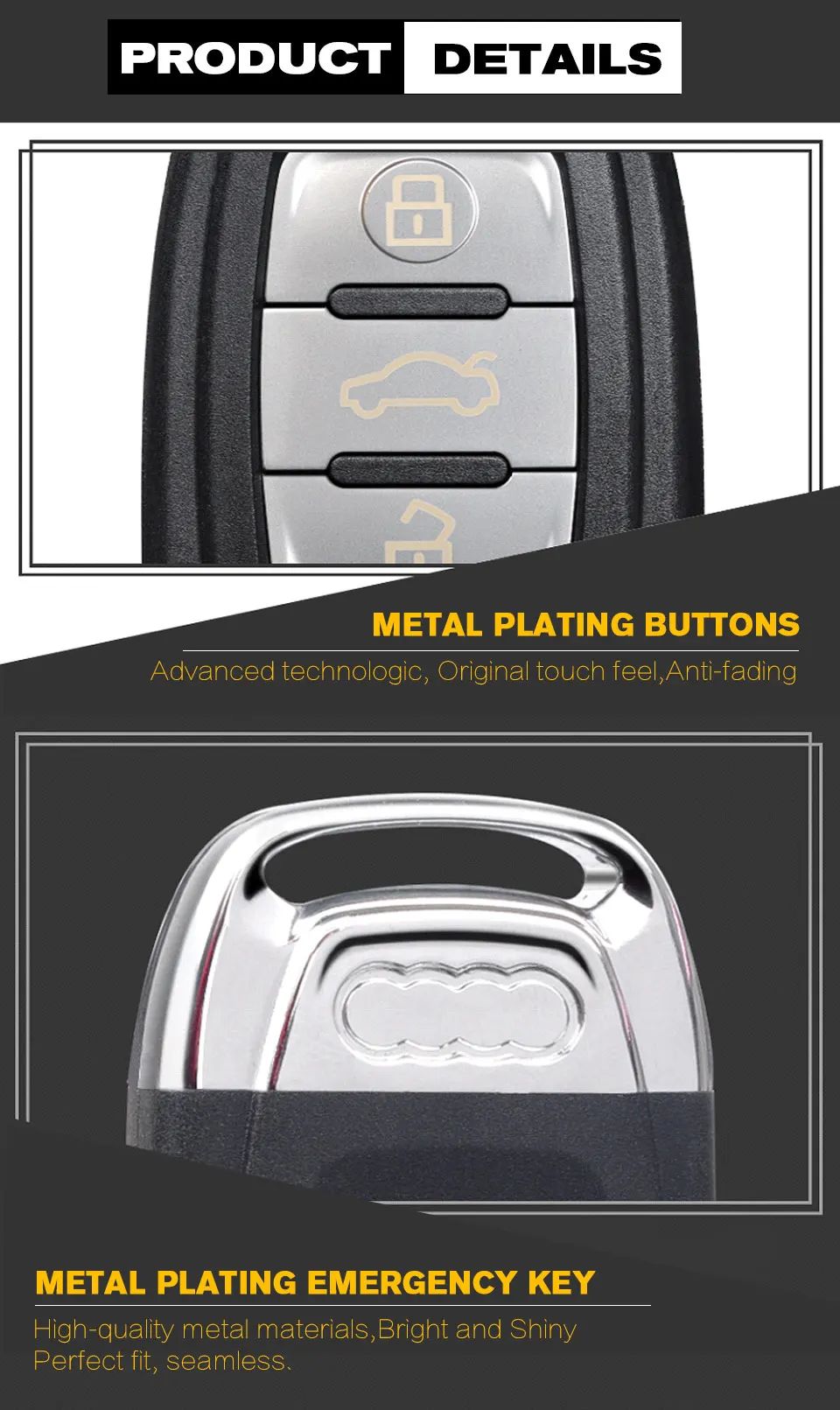 3 Buttons Smart Remote Car Key Fob For Audi A4 A5 Q5 Without Keyless 8T0959754C 8K0959754G 8T0959754D 8T0959754J 8K0959754H