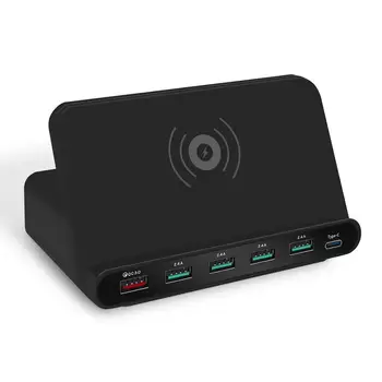 QC 3.0 USB Interface + 2.0 USB Ports + USB-C / Type-C Interface + 10W Wireless Charging Multi-function Charger with Mobile Phone
QC 3.0 USB Interface + 2.0 USB Ports + USB-C / Type-C Interface + 10W Wireless Charging Multi-function Charger with Mobile Phone
