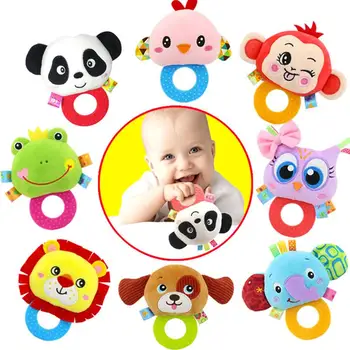 

1pc Rattle Monkey Elephant Lion Puppy Adorable Owl Hand Bell Rattle Playing Tool Plush Doll for Baby Infant