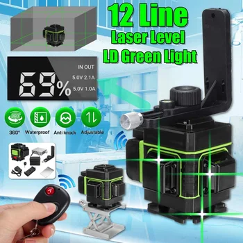 3D 12 Lines Adjustable Laser Levels 360 Self Leveling Horizontal Vertical Cross Green Laser Waterproof Beam Measuring Equipment
3D 12 Lines Adjustable Laser Levels 360 Self Leveling Horizontal Vertical Cross Green Laser Waterproof Beam Measuring Equipment