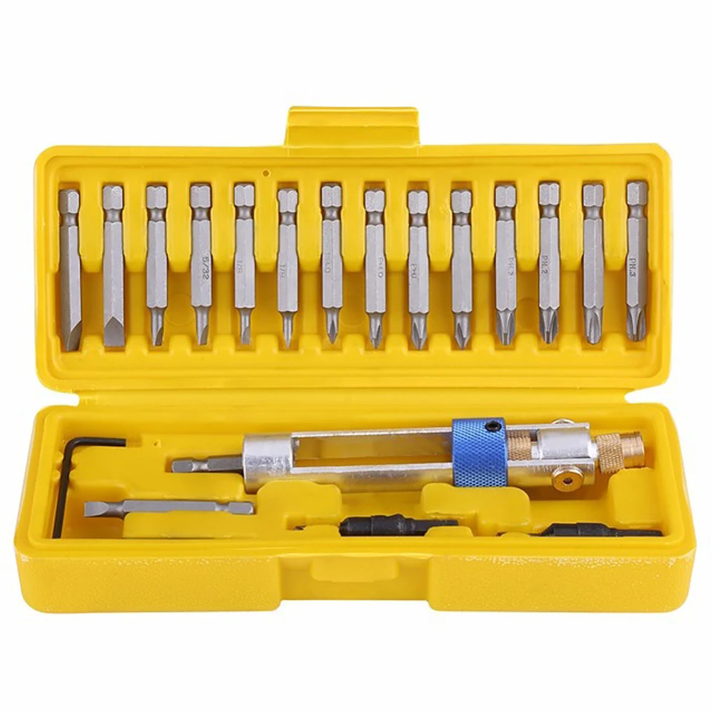20Pcs Half Time Drill Driver Multi Screwdriver Sets Updated Version 16 Different Kinds Head with Countersink Bits Allen Wrench
20Pcs Half Time Drill Driver Multi Screwdriver Sets Updated Version 16 Different Kinds Head with Countersink Bits Allen Wrench