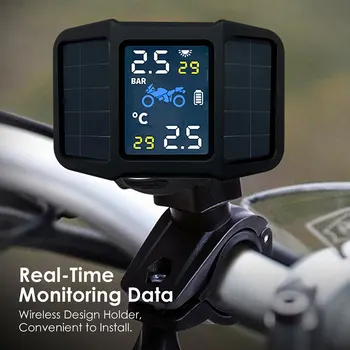 2020 New Universal Motorcycle TPMS with 2 External Sensors Tire Pressure Tyre Temperature Monitoring Alarm Solar USB Charging
2020 New Universal Motorcycle TPMS with 2 External Sensors Tire Pressure Tyre Temperature Monitoring Alarm Solar USB Charging