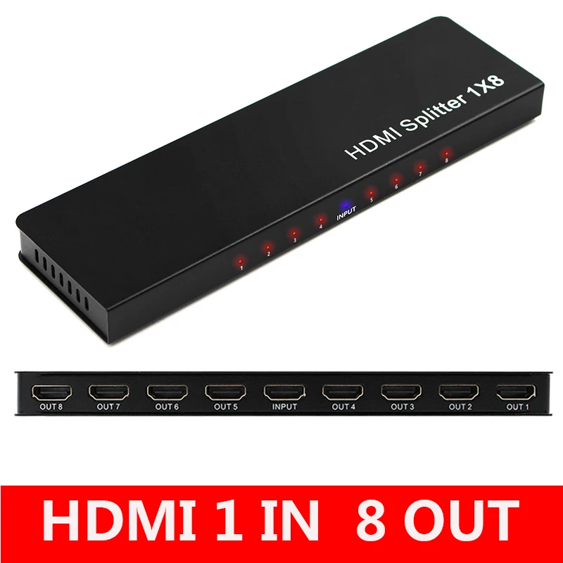 FULL-Ultra HD 8 Port 1 In 8 Out 1x8 HDMI Splitter Audio Video 1080P For HD HDTV 3D DVD US OR EU OR UK OR AUPlug
FULL-Ultra HD 8 Port 1 In 8 Out 1x8 HDMI Splitter Audio Video 1080P For HD HDTV 3D DVD US OR EU OR UK OR AUPlug