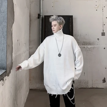 Men Turtleneck Hole Loose Solid Knitted Pullover Sweater Autumn Winter Male Women Street Hip Hop Punk Gothic Sweater
Men Turtleneck Hole Loose Solid Knitted Pullover Sweater Autumn Winter Male Women Street Hip Hop Punk Gothic Sweater