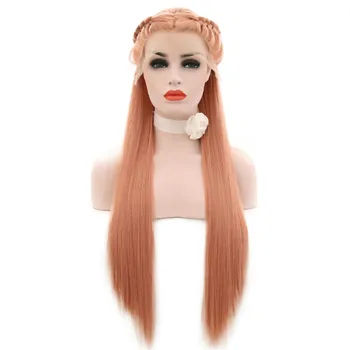 RONGDUOYI Blonde Lace Front Wig Synthetic Hair Silky Pink Straight Wig with Two Traids Wigs for Women High Temperture Fiber Hair 
RONGDUOYI Blonde Lace Front Wig Synthetic Hair Silky Pink Straight Wig with Two Traids Wigs for Women High Temperture Fiber Hair