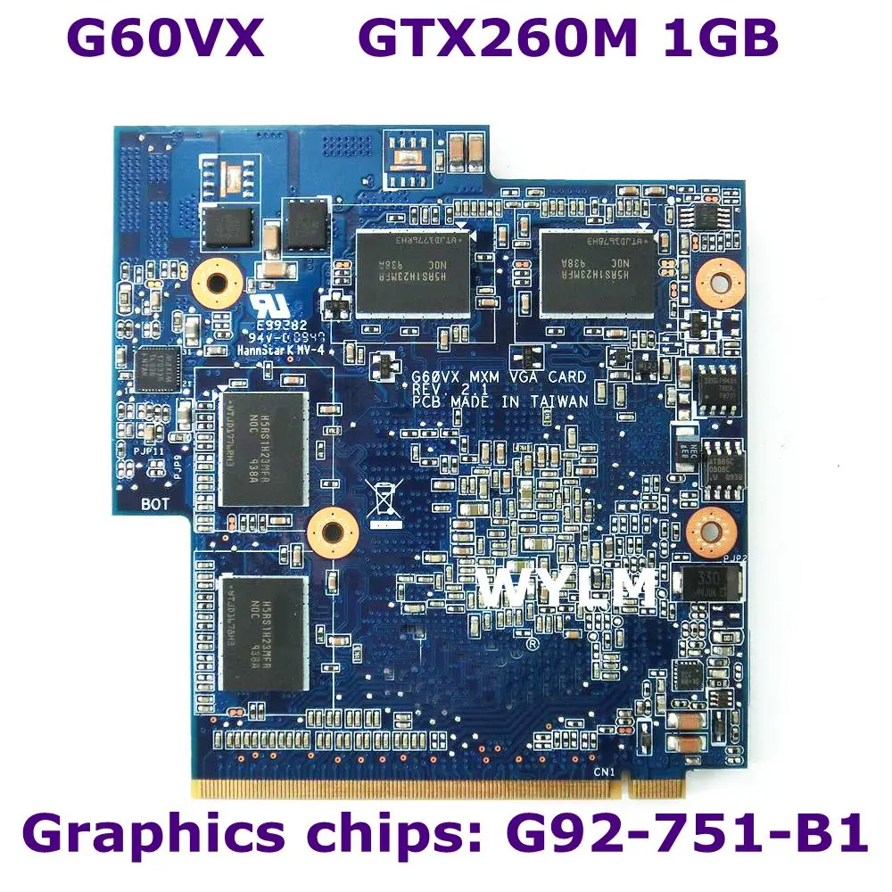 G60VX MXM VGA Card GTX 260M 1GB Video G92-751-B1 For ASUS G51VX G51V G60V REV Graphics 100% Tested Free Shipping | Компьютеры и офис