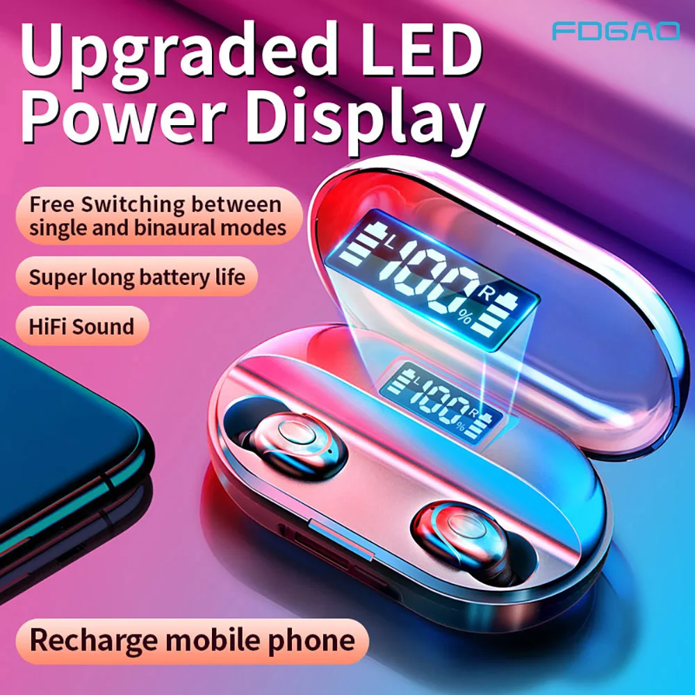 TWS Bluetooth 5.1 Eaphones With 2200mAh Charging Case Touch Control Wireless Earphone IPX7 Waterproof Earbuds Sport 9D Stereo
TWS Bluetooth 5.1 Eaphones With 2200mAh Charging Case Touch Control Wireless Earphone IPX7 Waterproof Earbuds Sport 9D Stereo