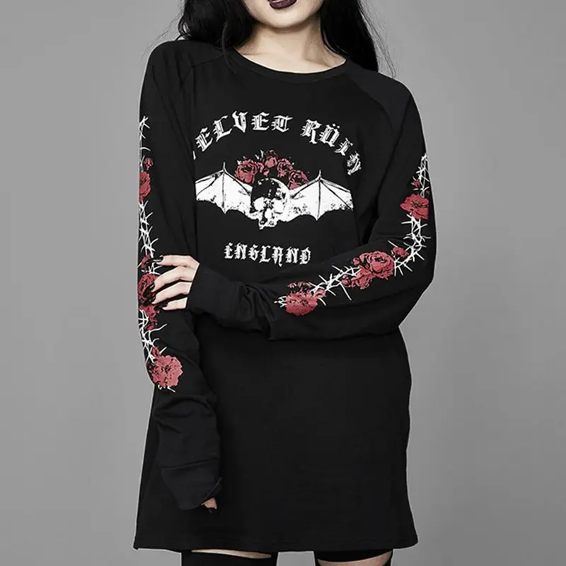 Gothic Casual Loose Punk Style Bat Skull Printed Long Sweatshirt Preppy Moto Hip Hop Warm Top 2019 Autumn Winter Women Clothes
Gothic Casual Loose Punk Style Bat Skull Printed Long Sweatshirt Preppy Moto Hip Hop Warm Top 2019 Autumn Winter Women Clothes