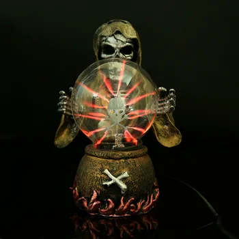 

[Funny] Witch & Skeleton Electrostatic Plasma Ball Sphere Light Magic Crystal holiday Lamp Household/Office Desktop Decorations