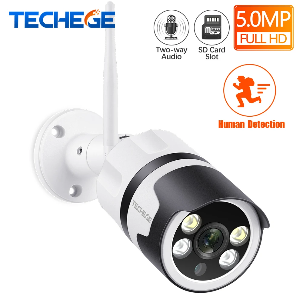 Techege Super HD 5.0MP Wifi IP camera Outdoor Waterproof Wired Wireless Security Camera Metal Two way Audio TF card Email Alert
Techege Super HD 5.0MP Wifi IP camera Outdoor Waterproof Wired Wireless Security Camera Metal Two way Audio TF card Email Alert