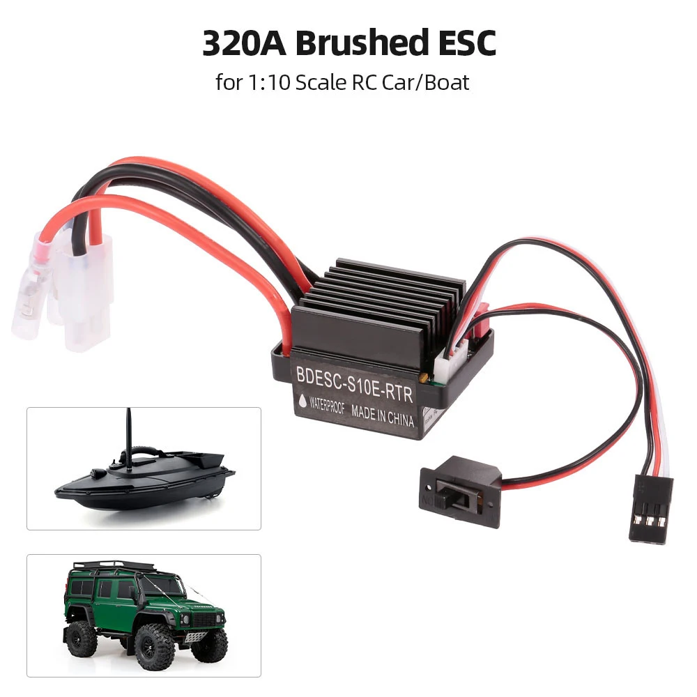 320A 2-3S Waterproof Brushed ESC Electric Speed Controller with 5V/2A BEC for 1:10 Scale RC Car Boat Parts
320A 2-3S Waterproof Brushed ESC Electric Speed Controller with 5V/2A BEC for 1:10 Scale RC Car Boat Parts