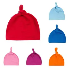 16 cores bebê nó algodão chapéu primavera outono criança beanies para meninos meninas boné inverno quente cor sólida crianças chapéu(China)
