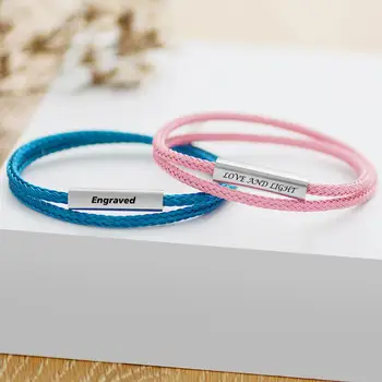Personalized Colorful Wire rope Custom Names Bracelet Genuine Leather Braided Rope Magnet Clasp Bangle for Couples&Friend SL-164
Personalized Colorful Wire rope Custom Names Bracelet Genuine Leather Braided Rope Magnet Clasp Bangle for Couples&Friend SL-164