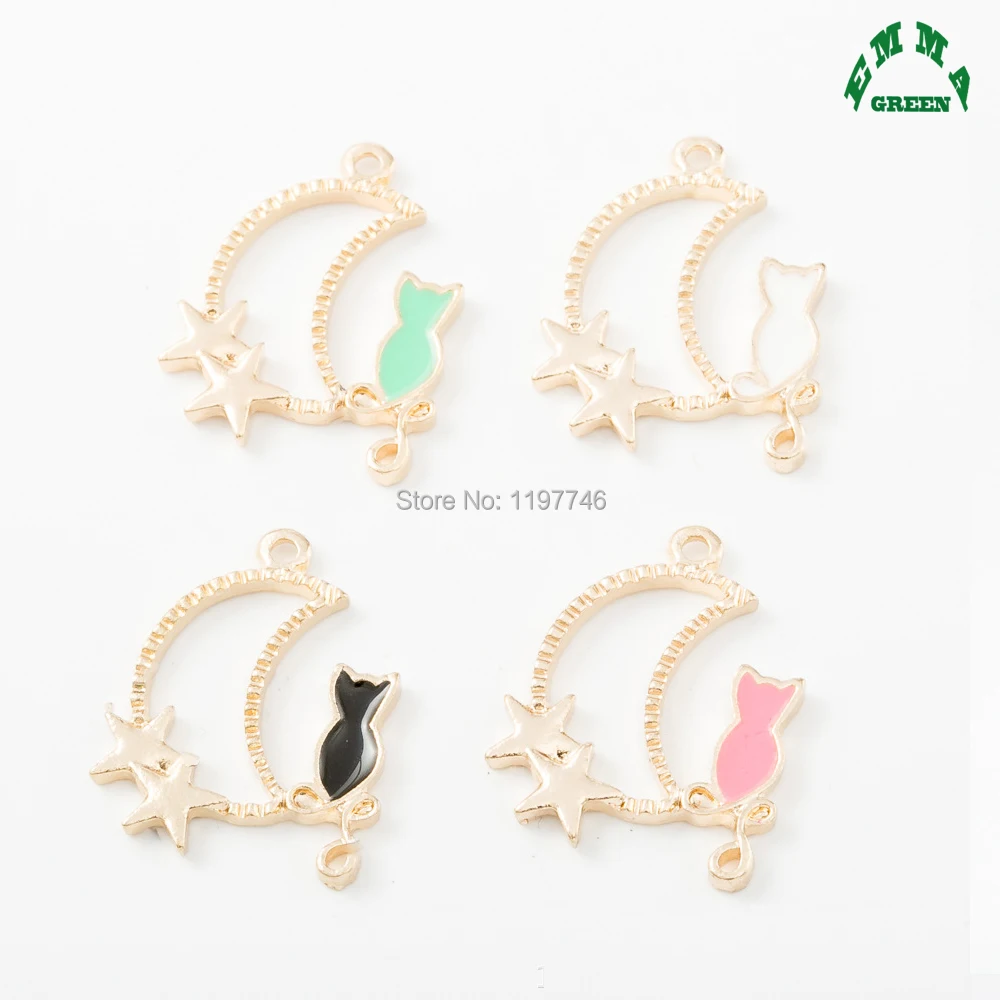 Gold Charms Enamel Moon Cat Charm Pendants for Jewelry Making Findings 10pcs 28 mm
Gold Charms Enamel Moon Cat Charm Pendants for Jewelry Making Findings 10pcs 28 mm