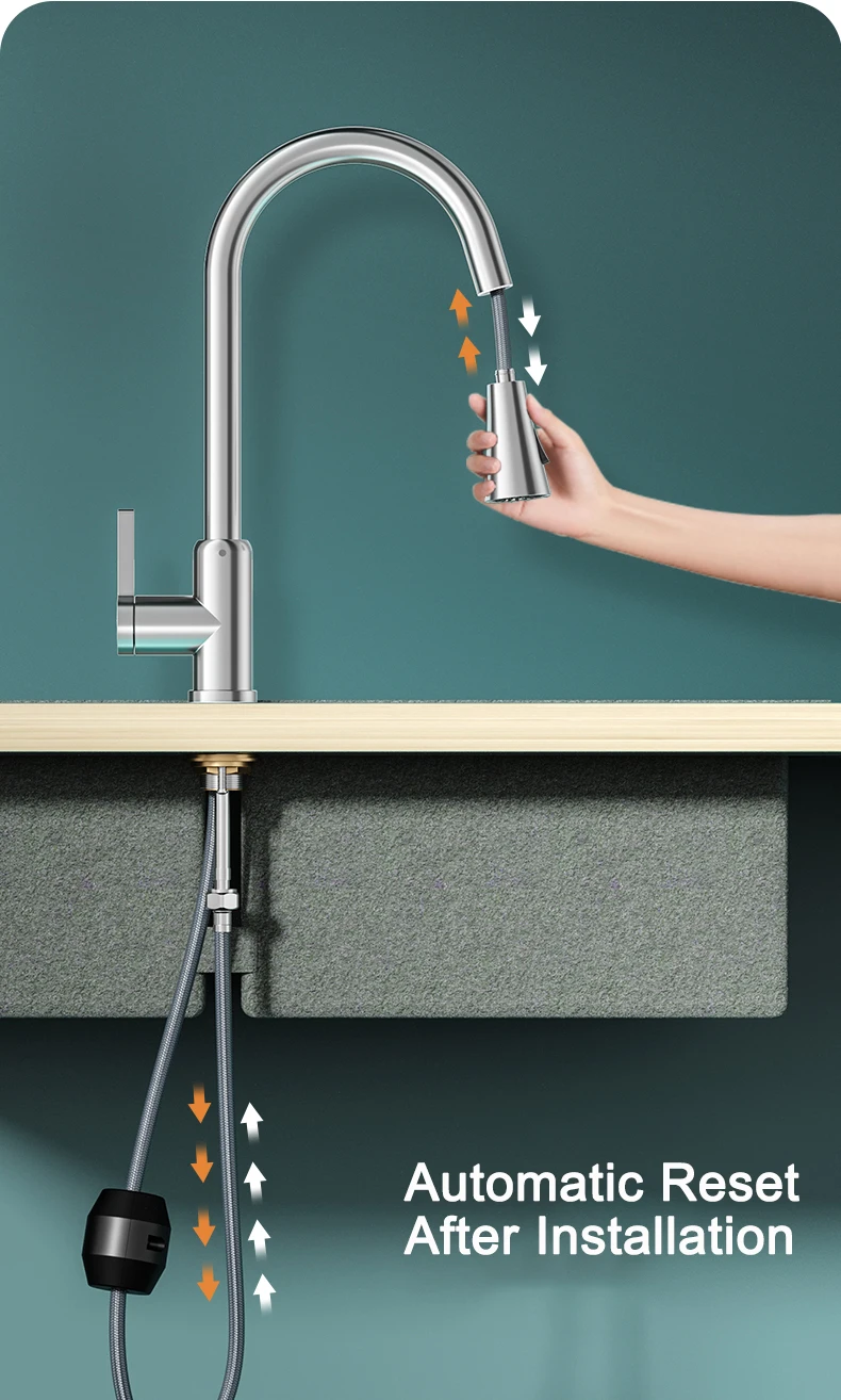 Generic Kitchen Faucets Silver Single Handle Pull Out Kitchen Tap