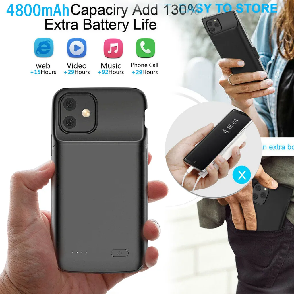 4800mAh Extended Li-polymer Battery Case Phone Power Charging Cover for iphone 11/Pro / ProMax 6.1inch Hot Selling#G1
4800mAh Extended Li-polymer Battery Case Phone Power Charging Cover for iphone 11/Pro / ProMax 6.1inch Hot Selling#G1