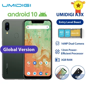 UMIDIGI A3X Android 10 Global Band 3GB RAM 16GB MT6761 5.7" Smartphone 16MP+5MP Rear 13MP Selfie Dual 4G Triple Slots 3300mAh
UMIDIGI A3X Android 10 Global Band 3GB RAM 16GB MT6761 5.7" Smartphone 16MP+5MP Rear 13MP Selfie Dual 4G Triple Slots 3300mAh