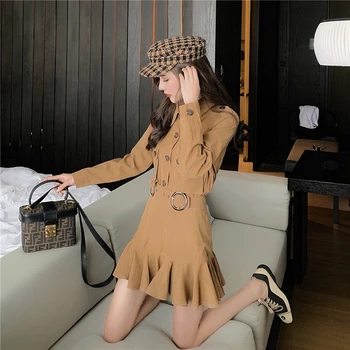 Solid Autumn Winter Modis Streetwear 2 Piece Set Female Corset Coat with Pocket and Trumpet Mini Skrit Ladies Fall Two Piece Set
Solid Autumn Winter Modis Streetwear 2 Piece Set Female Corset Coat with Pocket and Trumpet Mini Skrit Ladies Fall Two Piece Set