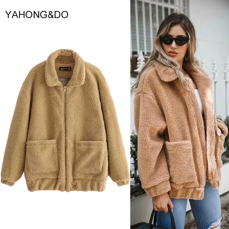 Winter Warm Faux Fur Blend Coat Jacket turn-down collar pocket cream jumper casual korean long overcoat femme winter thick jacke
Winter Warm Faux Fur Blend Coat Jacket turn-down collar pocket cream jumper casual korean long overcoat femme winter thick jacke
