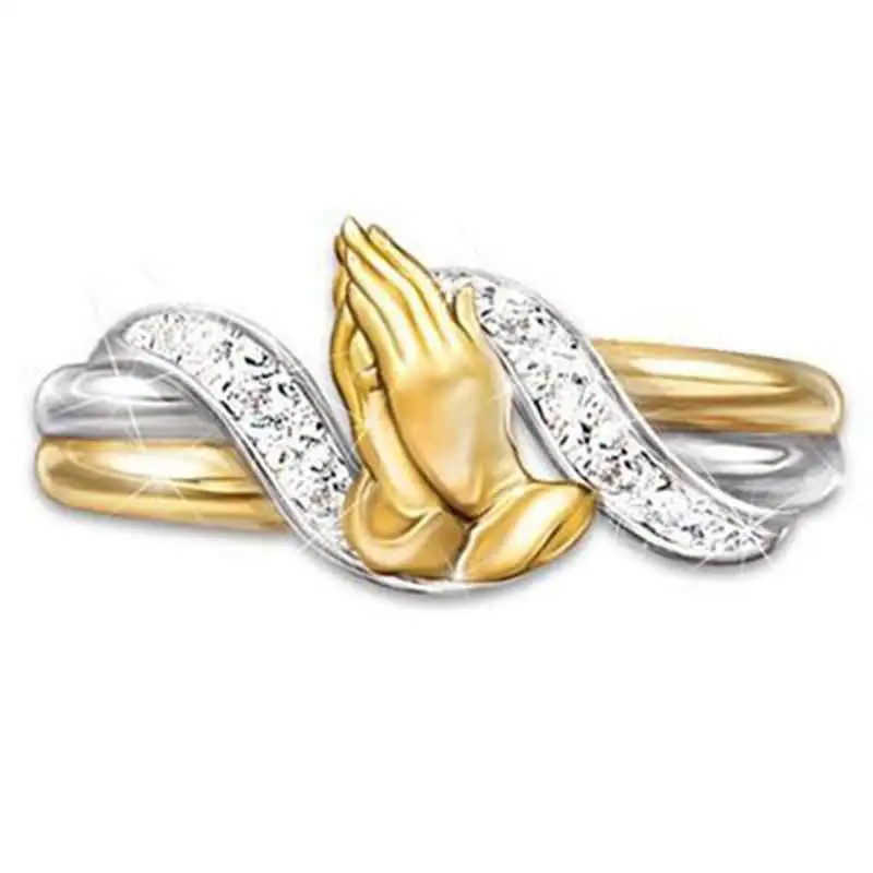 Exquisite Design Creative 14K Gold-plated Prayer Hand Zircon Ring Blessing Friends and Relatives Praying Charm Gift Ring Jewelry
Exquisite Design Creative 14K Gold-plated Prayer Hand Zircon Ring Blessing Friends and Relatives Praying Charm Gift Ring Jewelry