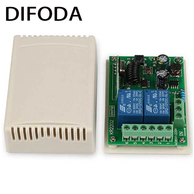 DIFODA 433Mhz AC 110V 220V 2 CH Universal Wireless Remote Control Switch RF Relay Receiver Learning Button Light Smart Module
DIFODA 433Mhz AC 110V 220V 2 CH Universal Wireless Remote Control Switch RF Relay Receiver Learning Button Light Smart Module