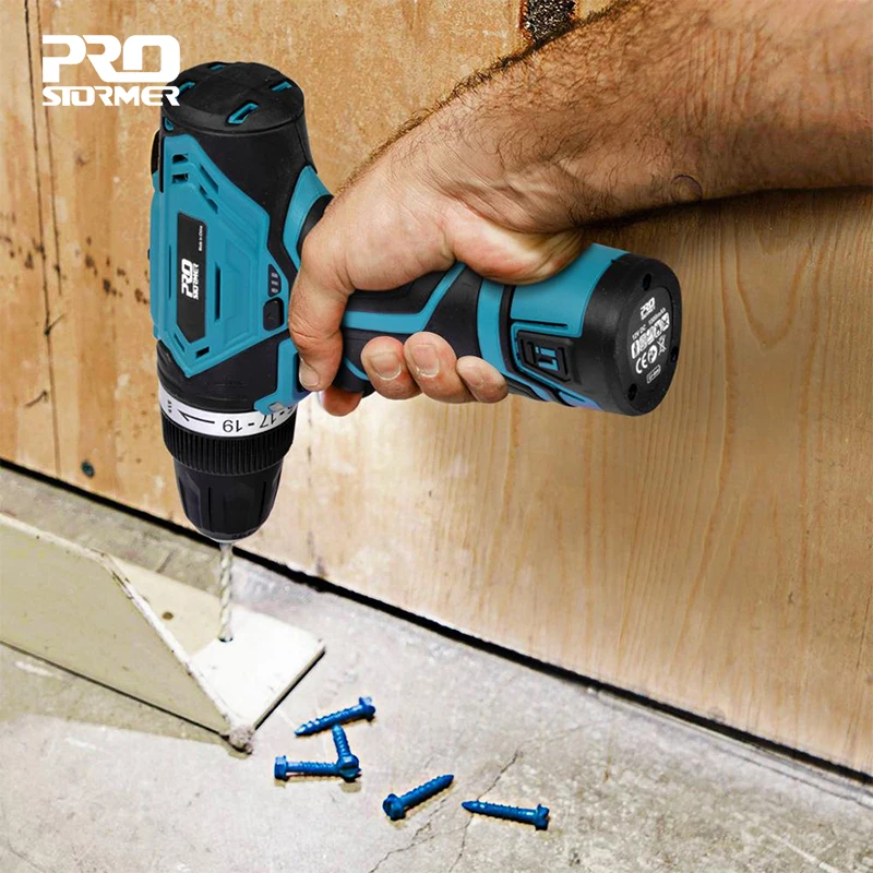 PROSTORMER 12V Cordless Drill Electric Screwdriver Mini Driver Wireless Power Tools DC Lithium-Ion Battery 3/8-In 19+1 Torque
PROSTORMER 12V Cordless Drill Electric Screwdriver Mini Driver Wireless Power Tools DC Lithium-Ion Battery 3/8-In 19+1 Torque